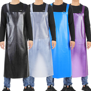 PVC Waterproof Oil Resistant Apron Solid Color Black Adult Work Protection Canteen Seafood Stone Handling Apron - Product Image 1