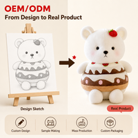 Ours en peluche avec corps en forme de gâteau aux fraises, jouet en peluche blanc doux, cadeau en forme de dessert
