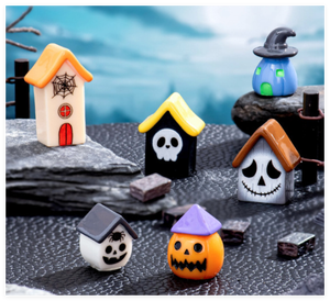 Figurines de fée en résine peintes à la main Vente en gros Maison de village Tour de ville Miniature Accessoires d'Halloween Décoration de jardin Jouet poupée - Product Image 5