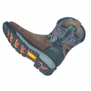 Botas de Trabajo de Seguridad de Alta Calidad para Hombre de 8 Pulgadas con Punta Cuadrada, Estilo Vaquero Occidental Patriótico y Cuero de Plena Flor Aceitado - Product Image 4
