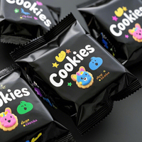 Emballage individuel imprimé sur mesure pour biscuits, gâteaux secs, en-cas, sac plat, résistant à l'humidité, en plastique, fermeture à 3 côtés, sac en Mylar