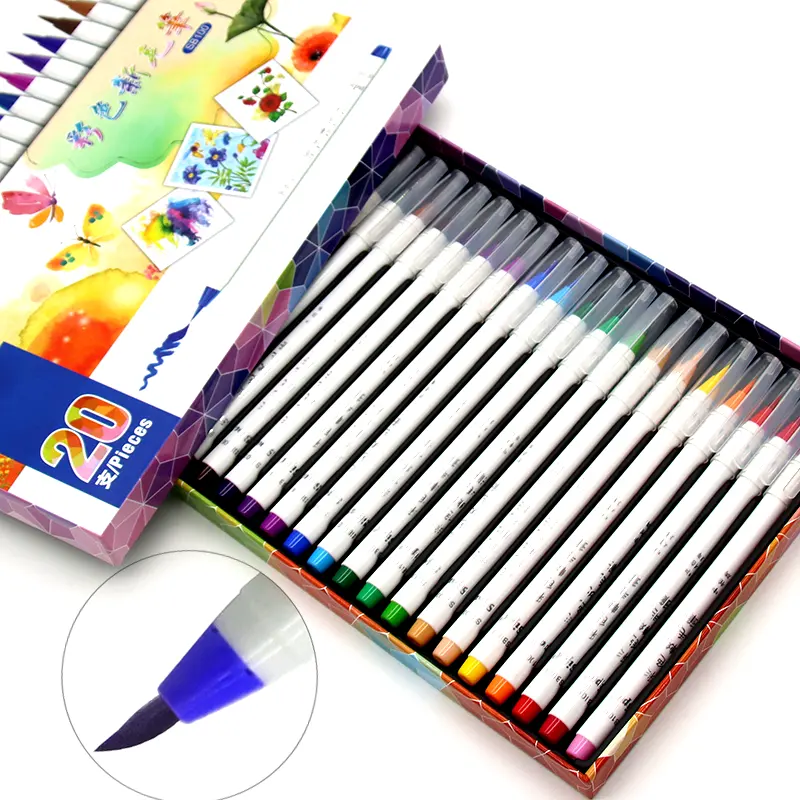 Color marker pens brush student drawing water-based 20 colors painting permanent pen set brush watercolor art marker pen