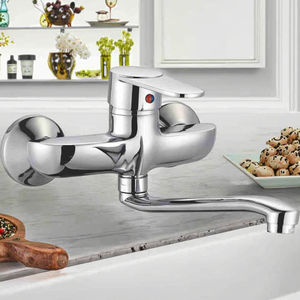 <span class=keywords><strong>Grifo</strong></span> de <span class=keywords><strong>Bañera</strong></span> Moderno de una Sola Manija, de Aleación de Zinc Cromado Pulido, Montado en la Pared, con Rociador de Lluvia Cuadrado, <span class=keywords><strong>Altura</strong></span> de 1.5 m, con Medidor - Product Image 5