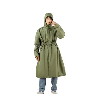 2022 Oem Custom Logo Worker Long Pu/ Pvc Raincoat For Men Women Rainsuit Long Jacket With Hood