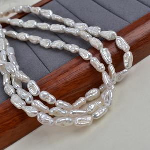 Collar de Perlas de Agua Dulce Barrocas Naturales de Zhuji, Perla Pipa Blanca con Orificio Recto, Accesorio de Joyería DIY, Perla Suelta - Product Image 3