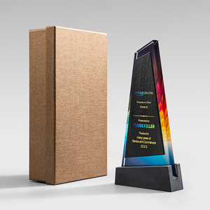 Trofeo de Cristal Personalizado |   Premio con Base de Mármol Grabada con UV para Reunión Anual y Reconocimiento al Personal Destacado - Product Image 5