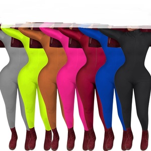 Sexy <strong>Black</strong> Zipper V Neck Jumpsuit Women Long Sleeve Legging Bodycon Rompers Women Jumpsuit Casual Sport Wear Body Slim <strong>Overalls</strong> - Product Image 5