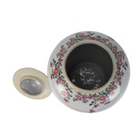 Lampe de table en céramique antique de style chinoiserie Art Déco, motif feuille de tabac peint à la main, base en pot de gingembre, lampe de chevet en porcelaine