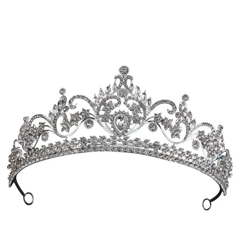 Zilveren Kroon Tiara 'S Voor Vrouwen Verjaardag Kristal Kronen Koningin Tiara Strass Hoofdband Haaraccessoires Edelstenen Prinses Decoratie