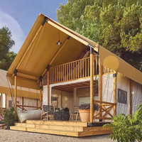Tente de camping de luxe à double étage, imperméable, type villa, maison préfabriquée, avec balcon et salle de bain.