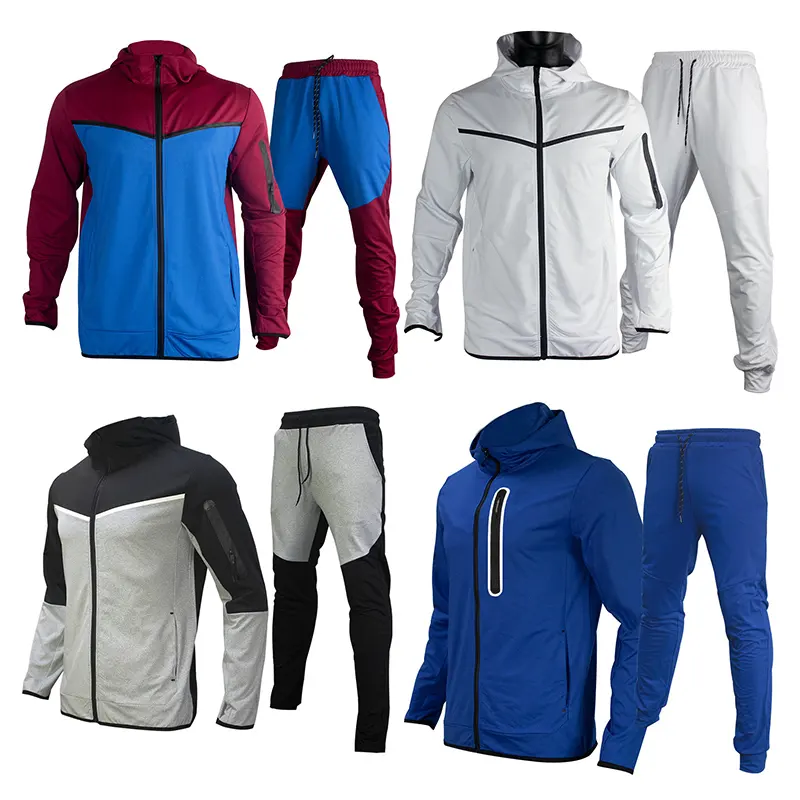 men's sports zipper Hooded Jacket Set Casual trend outdoor Tracksuit Sportswear printed Sweats Shirts Pants Hoodies Set