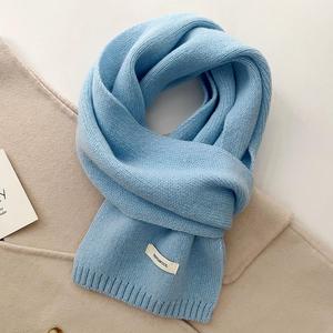 Bufanda de lana 100% tejida para mujer y hombre, color sólido, suave, agradable al tacto, cálida, para el invierno, bufanda de punto lisa para uso diario. - Product Image 3