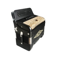 SEASOUND Accordéon Diatonique Professionnel 34 Boutons 12 Basses 6 Registers en Bois JB3412E Corps Noir Mat Boutons Grille Dorés