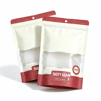 Sachets refermables personnalisés de qualité alimentaire avec fenêtre, pour chips, noix, sucre et aliments secs, 100 pièces