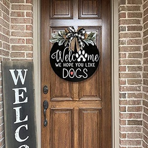 Guirnaldas de bienvenida personalizadas, señal para perros, granja, porche de madera, puerta delantera - Product Image 3