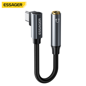 อะแดปเตอร์แปลงเสียง ESSAGER ES-YP28 90 องศา จาก USB-C เป็นช่องเสียบหูฟัง 3.5 มม. สายแปลงเสียง 3.5 มม. เป็น USB Type-C - Product Image 1