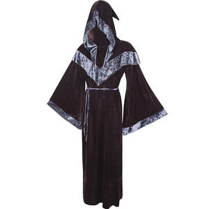 Costume de sorcier, prêtre, robe de sorcier sombre, robe de moine, costume religieux de parrain, costume de sorcier, démon, sorcière, cosplay d'Halloween pour hommes adultes - Product Image 3