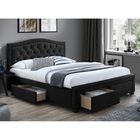 Lit moderne européen en tissu, simple ou double, avec cadre réglable, disponible en tailles Twin, Queen, King Size américain, et lit ottoman avec rangement intégré.