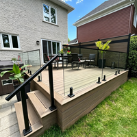 Support de balustrade en verre sans cadre en acier inoxydable moderne personnalisable avec finition noire pour escaliers et balcons extérieurs
