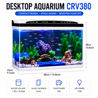 Aquarium de bureau intelligent 32L verre ultra-clair avec circulation d’eau intelligente et éclairage LED, kit complet d’aqua