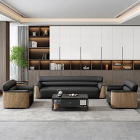 Ensemble de canapé de bureau, table basse moderne en cuir, pour réunion d'affaires, réception, espace invité, détente