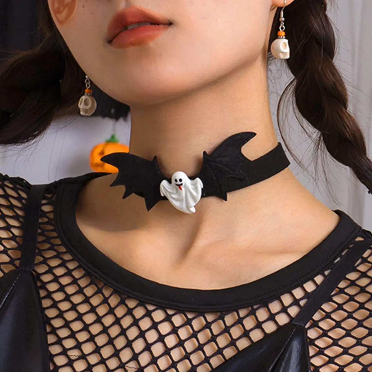 ゴシックハロウィンネックレスパンプキンゴーストペンダントチョーカーフェスティバルパーティーコスプレデコレーションファッションジュエリーアクセサリーギフトセット