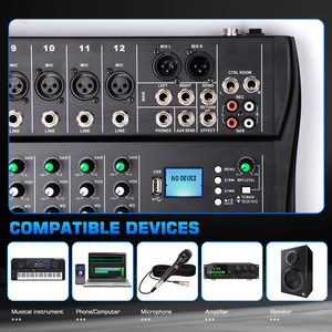 Nouveauté : Console de mixage audio professionnelle DT12 avec entrée MP3, alimentation fantôme 48 V, 12 canaux - Product Image 3