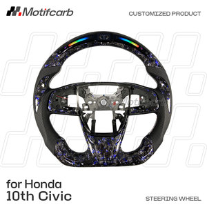 พวงมาลัยคาร์บอนไฟเบอร์แบบฟอร์จ สำหรับ Honda Civic รุ่นที่ 10 Type-R FK8 Si Coupe CR-V EX LX ปี 2016-2021  ปรับแต่งได้ พร้อมไฟ LED อัจฉริยะ - Product Image 2