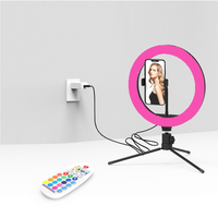 10 niveaux de luminosité! RGBWW 10 pouces ringlight avec télécommande 15W a mené la lumière d'anneau de chargement USB a mené la lumière vidéo