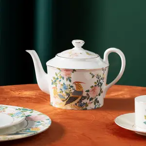 New Arrival Afternoon Tea Use Bird Pattern Antique Coffee Tea Pot Hotel Household Ceramic Teapot