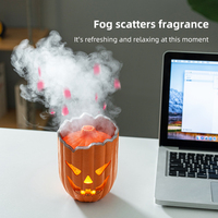 Nouvel Arrivage Humidificateur Ultrasonique USB 300ml Citrouille d'Halloween avec Veilleuse, Éclairage LED, Pulvérisation de Brume Méduse et Diffuseur d'Arômes Silencieux