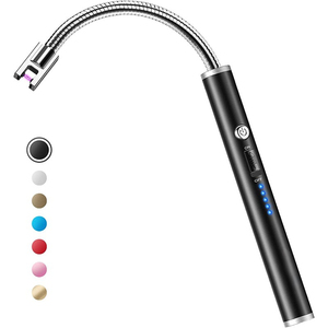 Briquets USB rechargeables sans flamme Briquet à bougie électrique à <span class=keywords><strong>arc</strong></span> avec affichage de batterie LED pour gril BBQ Camping - Product Image 1