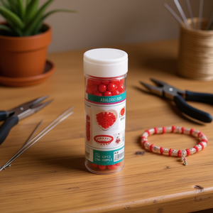 Ilan Abalorio Perline rosse da 8 mm per la creazione di gioielli, 12 pezzi per tubo - Product Image 3