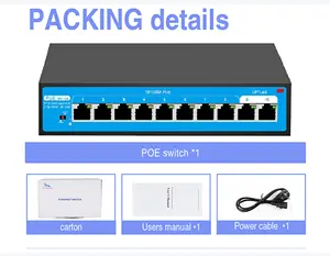 10 Ports 100 Mbps Unmanaged Desktop Lightning And Static Protection PoE Switch With Monitoring Device Plug And Play