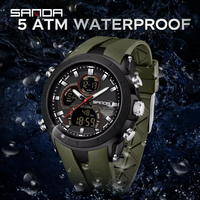 Montre numérique pour homme SANDA 6279, vente en gros, double affichage, grand cadran, calendrier lumineux, étanche, montre numérique sportive pour homme, personnalisable