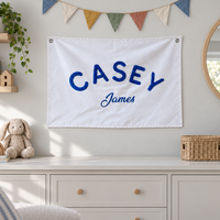 Bannière de fête personnalisée brodée, tapisserie décorative, toile murale en coton personnalisée pour la décoration de fête, de maison et de photos