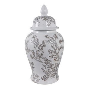 Vaso Decorativo in Ceramica a Forma di Tempio con Fiori di Ciliegio e Coperchio per Arredamento Casa, Camera da Letto, Soggiorno - Product Image 4