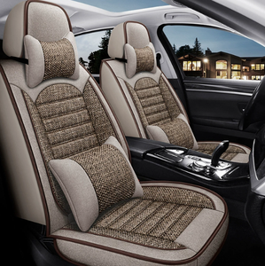 Coussin de siège de voiture en lin de luxe 12V fonctions de ventilation et de chauffage de refroidissement étanches en cuir PVC lin compatible - Product Image 1