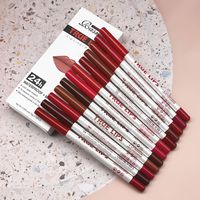 Ensemble de crayons à lèvres imperméables longue durée en 12 couleurs, tons nus mats et veloutés, haute pigmentation, crayon à lèvres en bois naturel, maquillage minéral
