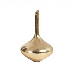 Modern luxury Aluminum Tabletop <b>Vase</b> Handmade <b>Gold</b> Tone Decorative <b>Vase</b> for home - Product Image 1