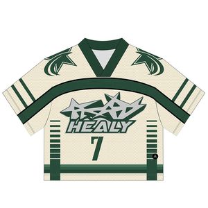 เสื้อกีฬาฟุตบอลผ้าโพลีเอสเตอร์ตาข่ายลายกราฟิกแบบวินเทจชุดเสื้อครอป - Product Image 1