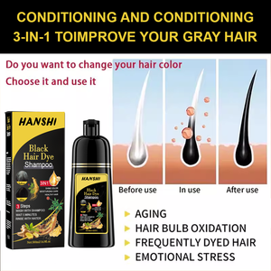Shampoo colorant capillaire noir brun naturel 3 en 1 pour couvrir les cheveux gris et blancs en 5 minutes, hommes femmes, prix d'usine original OEM - Product Image 2