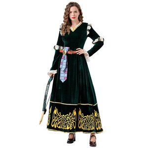 Vestido largo verde oscuro estilo corte medieval para mujer, disfraz de renacimiento, talla única para adultos - Product Image 3