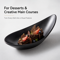 Plat à pieds en mélamine noire aux caractéristiques chinoises, 26,6 cm, incassable, qualité alimentaire, pour restaurants et hôtels