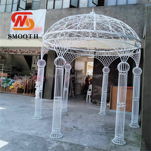 SMOOTH Outdoor Luxury <b>Wedding</b> Canopy Chuppah Mandap Backdrop Stand White Metal Round <b>Frame</b> Arch Chuppah - Product Image 3