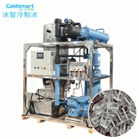 Machine à glace industrielle Coldsmart à tubes creux 1000 kg/jour, 22mm 29mm 35mm, 220V 380V R404A pour boissons fraîches