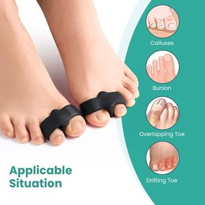 Correcteur d'hallux valgus en gel avec séparateurs d'<span class=keywords><strong>orteils</strong></span> ajustables et espaceur pour le gros orteil, pour la <span class=keywords><strong>protection</strong></span> des pieds et le soulagement de la douleur (noir) - Product Image 2
