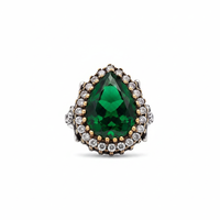 Bague pour femme en argent sterling 925, design ottoman, pierre émeraude, artisanat turc authentique, vente en gros