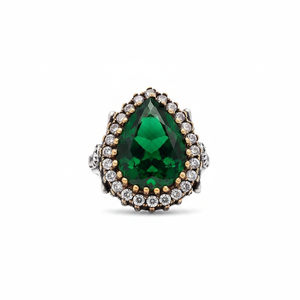Ottoman Woman Design <b>Emerald</b> Stone Authentic Woman <b>Rings</b> Wholesale Turkish Handcrafted 925 Sterling <b>Silver</b> Jewelry <b>Ring</b> - Product Image 2