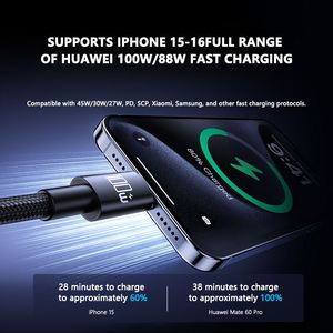High-<b>Power</b> 100w Data <b>Cable</b> Nylon Braided 480Mbps Data Transfer Type C to Type C <b>Cable</b> Fast Charging Cord 1M - Product Image 3
